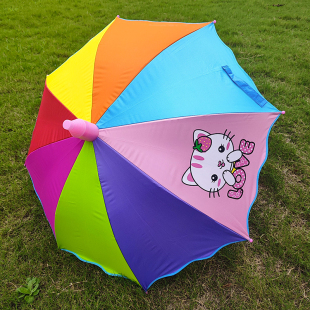 卡通彩虹儿童雨伞男女童小学生，幼儿园宝宝长柄伞黑胶晴雨伞儿童伞