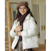 白色短款羽绒棉服女冬季韩系高级感小个子面包，服加厚棉衣棉袄