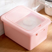 茶花米桶储米箱带盖厨房用品，可装面粉粉红色-装米20斤