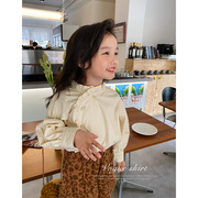 2023秋季童装女童中国风衬衫儿童中小童长袖衬衣娃娃领上衣汉服