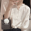 法式白色棉麻衬衫女夏设计感小众气质休闲亚麻衬衣别致五分袖上衣