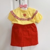 糖麦卡nw|花边，t恤牛仔半裙套装女小童，短袖半袖黄色红短裙
