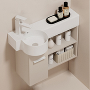 小户型奶油挂墙式陶瓷洗手盆柜窄长墙角实木浴室柜组合马桶置物柜