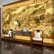 中式古典墙纸酒店餐厅壁纸客厅电视背景墙布3Wd装饰壁画清明上河