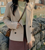 韩国大码女装2023冬装时尚斑驳领双排扣淑女短款外套特52