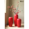 中国红色陶瓷落地大花瓶新中式酒店古典插花摆件过新年客厅装饰品
