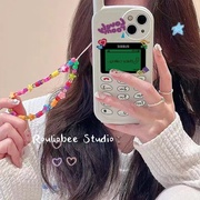韩国ins可爱少女卡通电话机适用苹果14promax手机壳iphone1213x1412pro全包软壳13promax挂绳保护套女