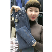 牛仔裤女2020春装，韩版高腰显瘦绣花小脚，九分长裤铅笔裤外穿潮