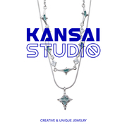 KANSAI双层叠戴四芒星项链女个性小众设计感气质毛衣链配饰品