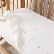 婴儿纯棉床笠四季a类，纱布床垫套拼接床床罩宝宝，刺绣床垫套可定制