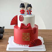 唯美古风结婚订婚婚礼蛋糕装饰古装新郎新娘摆件如意吉祥中式插件