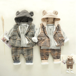男童装1-2-3-4岁加厚冬装女宝宝一岁半秋冬季套装婴儿保暖衣服潮