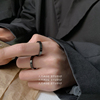 八月AUG百搭男女情侣黑色钛钢戒指潮酷ins网红风个性指环不易掉色