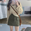韩国大码女装胖mm夏季镂空防晒针织衫上衣军绿色牛仔包臀半身裙
