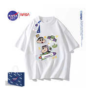 NASA联名蜡笔小新短袖t恤日系潮牌2024夏季卡通休闲男女情侣半袖