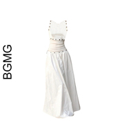 法式温柔风白色可拆卸吊带背心，连衣裙女无袖上衣拼接半身长裙套装