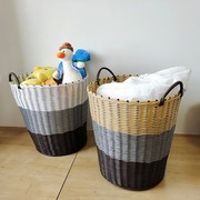 脏衣篮塑料藤编大容量收纳筐篮子，圆筒形脏衣篓洗衣篮，特大号编织筐