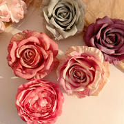 盛开的玫瑰~粉色花朵夹子头饰发夹边夹侧边女仿真花头饰海边发饰