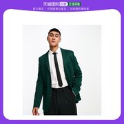 香港直邮潮奢 ASOS 男士设计紧身针织森林绿西装外套