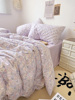 浪漫紫色郁金香ins韩式少女田园风水洗棉四件套床单1.8被套三件套