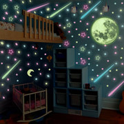 3D立体荧光贴纸夜光星星天花板卧室儿童房间装饰品自粘墙纸墙贴画