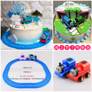 托马斯生日蛋糕装饰摆件电动小火车可发光音乐轨道车儿童益智玩具