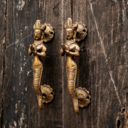 梭罗双树昆达里尼 东南亚印度手工黄铜门把手长条明装对开门拉手
