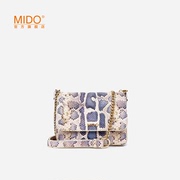 MIDO包包2023时尚个性蛇纹斜挎链条小包女高级感牛皮小众设计