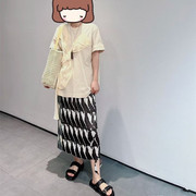现货定制款2025夏季 时髦百搭立体绸缎大蝴蝶结中长款宽松中袖T恤