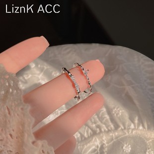 高级感水晶爱心戒指，女时尚个性开口食指环小众设计轻奢2022年