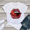 Sexy Lips Printed T Shirt 欧美性感红唇印花百搭T恤白女士