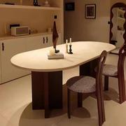 北欧实木简约白色餐桌椅组合设计师奶油风，椭圆形创意餐桌洽谈桌