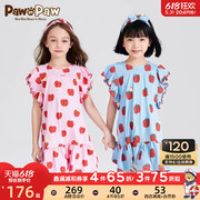 pawinpaw卡通小熊童装，夏季女童水果满印连衣裙赠发带