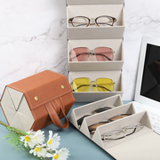 墨镜收纳盒多格高级感首饰，折叠复古抗压太阳眼镜盒男女便携眼镜盒