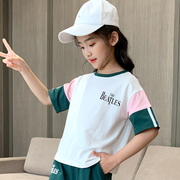 儿童短袖t恤202112岁女童夏装，体恤纯棉上衣，夏季韩版洋气童装