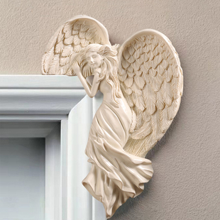 欧式救赎天使门框摆件少女，翅膀树脂雕塑工艺品，墙壁挂件画框装饰品