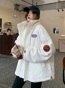 加厚两面穿棉服秋冬2023年中长款仿羊羔毛外套冬季棉衣女