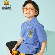 B.Duck小黄鸭童装短袖衬衫童装夏季男童复古格子上衣 MBF2209902