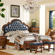 思图加特美式全实木，双人床欧式主，卧床1.8米奢华真皮大床婚床