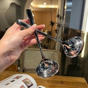 韩式简约不锈钢勺子成人喝汤勺加厚大头勺，长柄家用喝粥勺盛汤勺