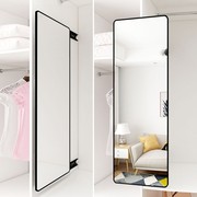 衣柜镜子内装隐形内置推拉全身穿衣镜柜一体可以关闭镜子旋转折叠