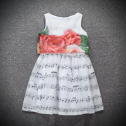 六一好礼音符与玫瑰系列，意大利童装夏日女童气质连衣裙礼服裙