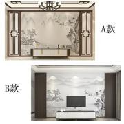 新中式山水壁画客厅电视背景墙壁纸沙发影视墙纸卧室墙布2022壁布