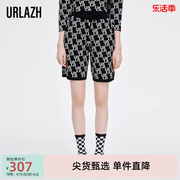 URLAZH有兰时尚秋季高腰黑白老花针织短裤女UK3KP09