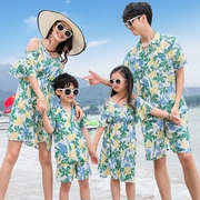 三亚岛服花衬衫亲子装夏装2024潮款泰国旅游海边拍照父子装套装