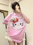 hellokitty猫宽松设计感短袖纯棉t恤女2024早春半袖ins上衣潮