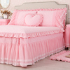 巧致生活全棉单件床裙式床罩套蕾丝床笠纯棉公主2024年粉色