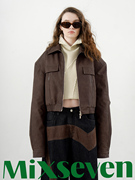 mixseven原创设计美式复古翻领皮夹克短款外套