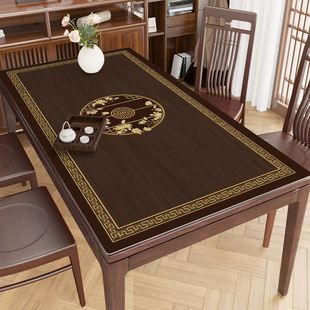 新中式餐桌垫防水防油防烫免洗桌布高级感长方形家用隔热茶几台布