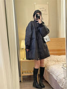 韩版蝙蝠袖羽绒服女2023冬设计师简约宽松90白鸭绒保暖外套女